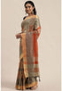 Orange And Beige Cotton Silk  Printed Traditional  Saree With Blouse Piece