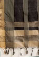 Load image into Gallery viewer, Black And Beige Cotton Silk  Printed Traditional  Saree With Blouse Piece
