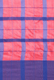 Magenta And Blue Cotton Checks Printed Traditional  Saree With Blouse Piece