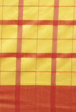 Load image into Gallery viewer, Yellow And Red Cotton Checks Printed Traditional  Saree With Blouse Piece
