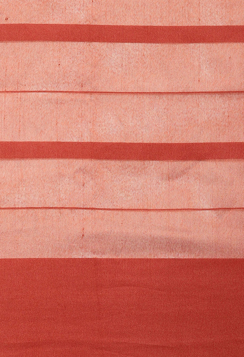 Beige And Red Cotton Checks Printed Traditional  Saree With Blouse Piece