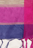 Blue Cotton Striped Printed Traditional  Saree With Blouse Piece