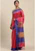 Pink Cotton Striped Printed Traditional  Saree With Blouse Piece
