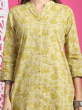 Lime Yellow Pure Cotton Foil Printed Co-ords