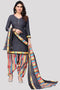 Grey Cotton Blend Printed Unstitched Salwar Suit Material