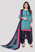 Sky Blue Cotton Blend Printed Unstitched Salwar Suit Material
