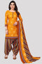 Yellow Cotton Blend Printed Unstitched Salwar Suit Material