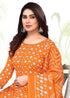Orange Cotton Blend Printed Unstitched Salwar Suit Material