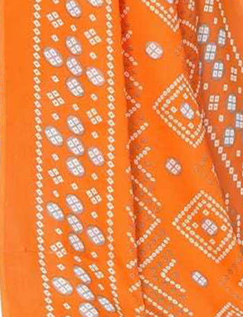 Orange Cotton Blend Printed Unstitched Salwar Suit Material
