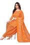 Orange Cotton Blend Printed Unstitched Salwar Suit Material