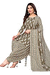 Olive Cotton Blend Printed Unstitched Salwar Suit Material