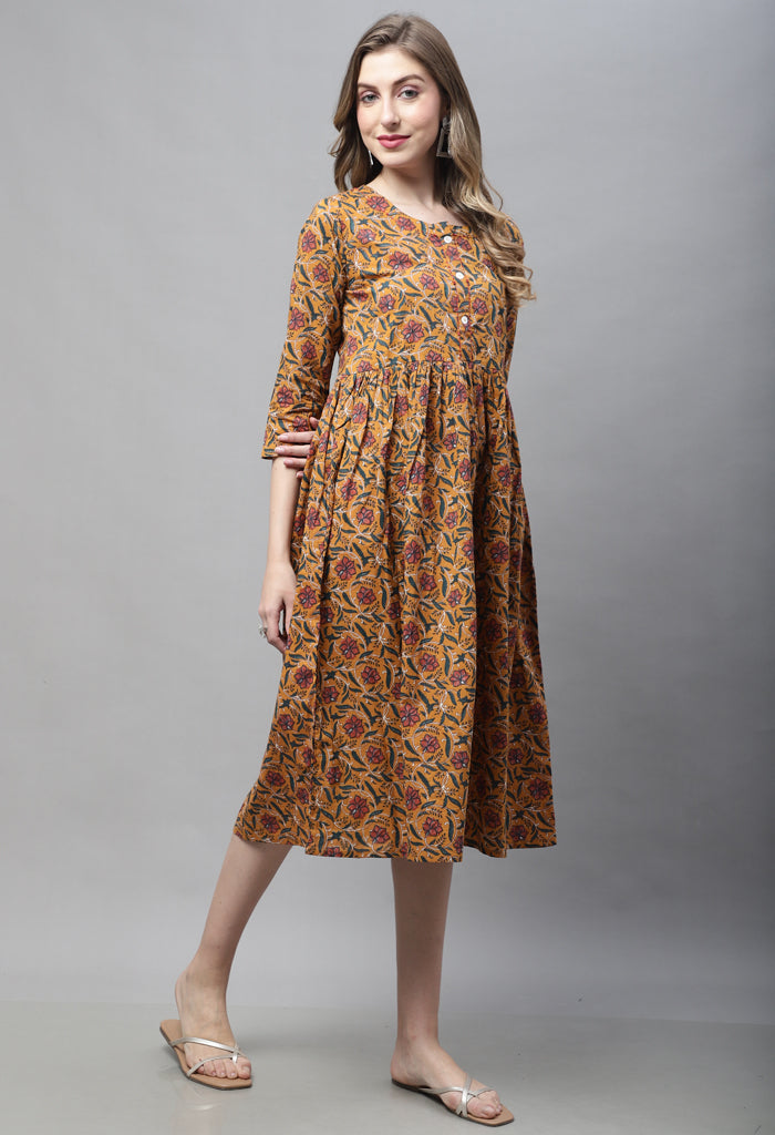 Mustard Pure Cambric Cotton Gown
