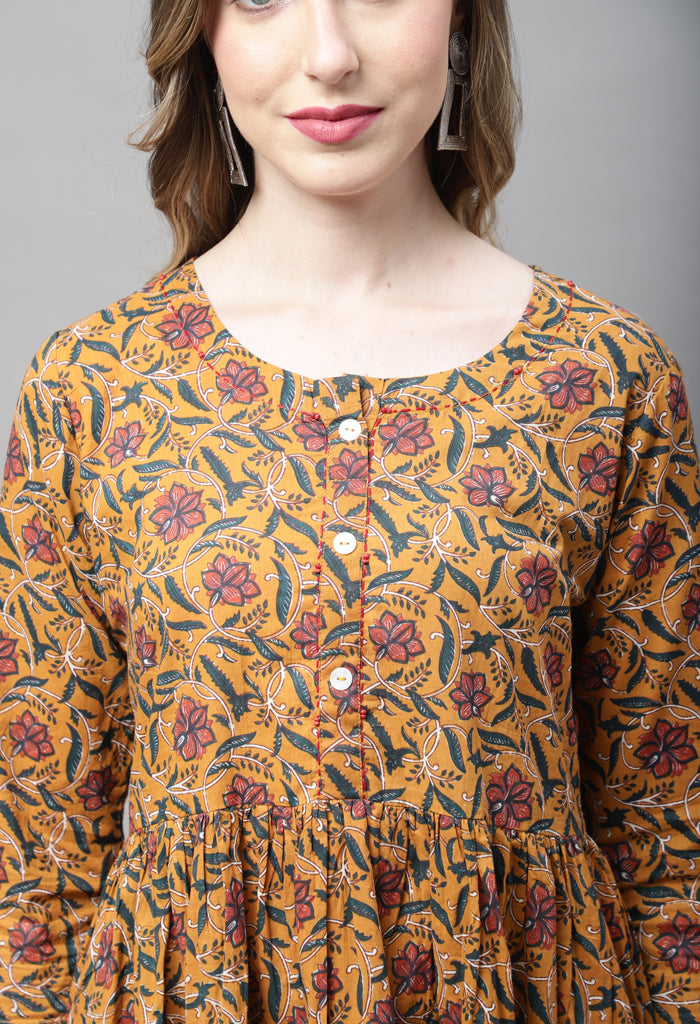 Mustard Pure Cambric Cotton Gown
