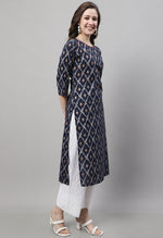 Load image into Gallery viewer, Navy Blue Pure Cambric Cotton Kurti