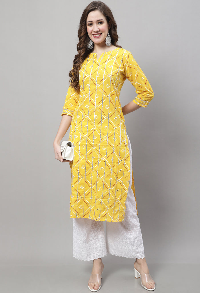 Yellow Pure Cambric Cotton Kurti