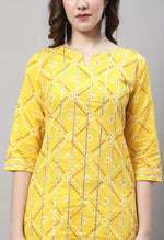Load image into Gallery viewer, Yellow Pure Cambric Cotton Kurti