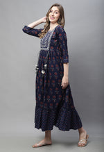 Load image into Gallery viewer, Navy Blue Pure Cambric Cotton Gown