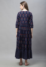 Load image into Gallery viewer, Navy Blue Pure Cambric Cotton Gown