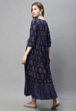 Load image into Gallery viewer, Navy Blue Pure Cambric Cotton Gown
