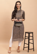 Load image into Gallery viewer, Grey Pure Cambric Cotton Kurti