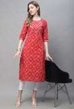 Red Pure Cambric Cotton Kurti