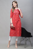 Red Pure Cambric Cotton Kurti