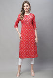 Red Pure Cambric Cotton Kurti