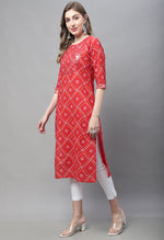 Load image into Gallery viewer, Red Pure Cambric Cotton Kurti