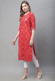 Red Pure Cambric Cotton Kurti