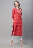 Red Pure Cambric Cotton Kurti