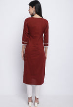 Load image into Gallery viewer, Maroon Pure Cambric Cotton Kurti