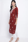 Maroon Pure Cambric Cotton Kurti