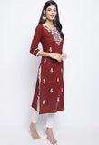 Maroon Pure Cambric Cotton Kurti