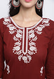 Maroon Pure Cambric Cotton Kurti