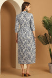 Light Blue Women's Pure Cotton Floral Printed Gown