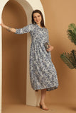 Light Blue Women's Pure Cotton Floral Printed Gown