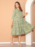 Green Women's Pure Cotton Floral Printed Gown