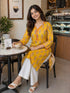 Yellow Pure Cotton Floral Printed Kurti