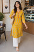 Yellow Pure Cotton Floral Printed Kurti