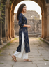 Navy Blue Pure Cotton Jaipuri Floral Printed Kurti