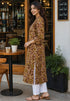 Peach & Brown Pure Cotton Floral Printed Kurti