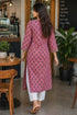 Pink Pure Cotton Floral Printed Kurti