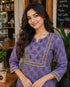 Lavender Pure Cotton Floral Printed Kurti