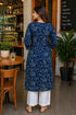 Blue Pure Cotton Floral Printed Kurti
