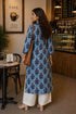 Blue & Red Pure Cotton Floral Printed Kurti