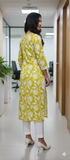 Parrot Green Pure Cotton Jaipuri Floral Printed Kurti