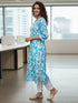 Turquoise Pure Cotton Floral Printed Kurti