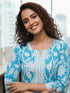 Turquoise Pure Cotton Floral Printed Kurti