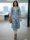 Sky Blue Pure Cotton Floral Printed Kurti