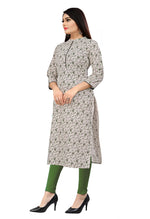 Load image into Gallery viewer, Beige &amp; Green Pure Cambric Cotton Kurti
